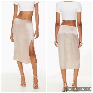 Babaton Aldus Slip Skirt NWT | Size 2 | Satin Midi in Denude Nude Beige Aritzia